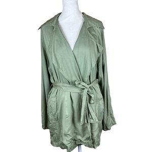 BAGATELLE NYC Collection Womens Lightweight Jacket Trench Coat Khaki Green L